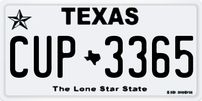 TX license plate CUP3365