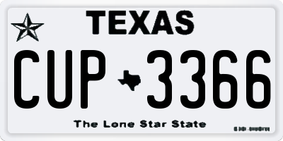 TX license plate CUP3366