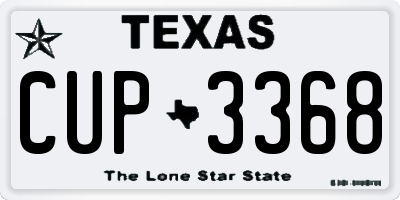 TX license plate CUP3368