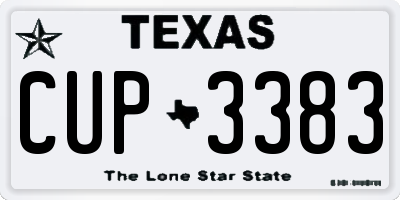 TX license plate CUP3383
