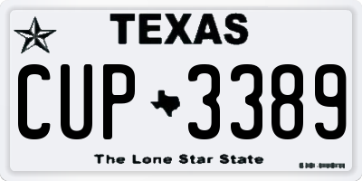 TX license plate CUP3389