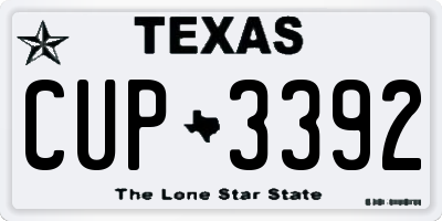 TX license plate CUP3392