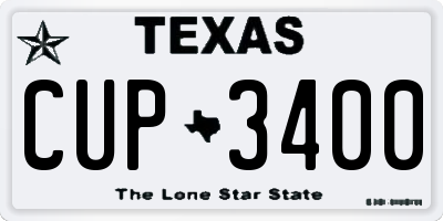 TX license plate CUP3400