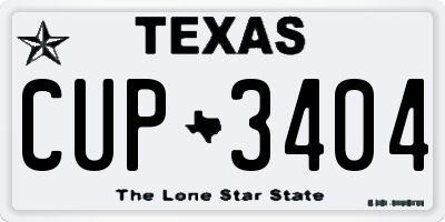 TX license plate CUP3404