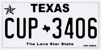 TX license plate CUP3406