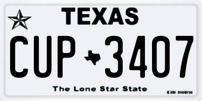 TX license plate CUP3407