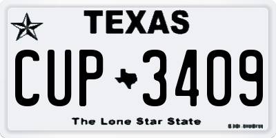 TX license plate CUP3409