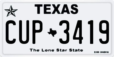 TX license plate CUP3419