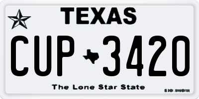 TX license plate CUP3420
