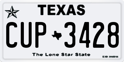 TX license plate CUP3428