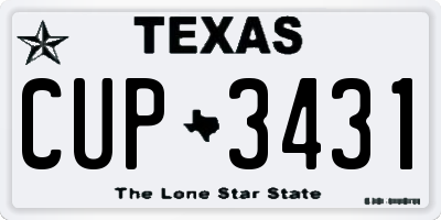 TX license plate CUP3431