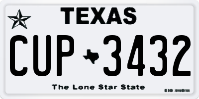 TX license plate CUP3432