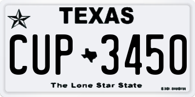 TX license plate CUP3450