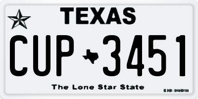 TX license plate CUP3451