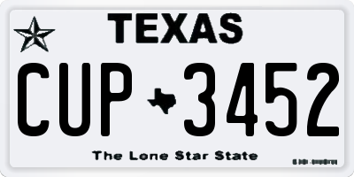 TX license plate CUP3452
