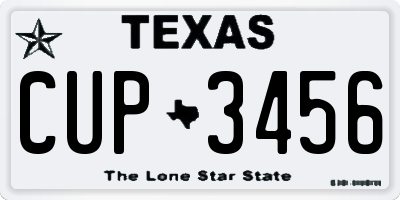 TX license plate CUP3456