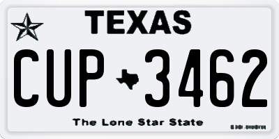 TX license plate CUP3462