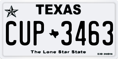 TX license plate CUP3463