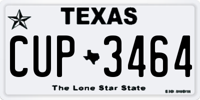 TX license plate CUP3464
