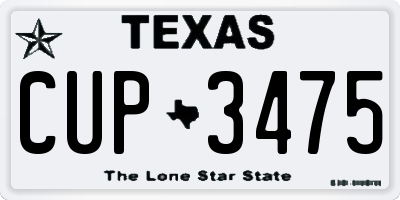 TX license plate CUP3475
