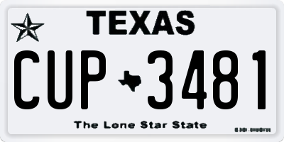 TX license plate CUP3481