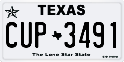 TX license plate CUP3491
