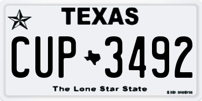 TX license plate CUP3492