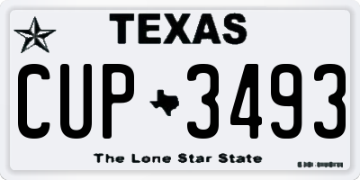 TX license plate CUP3493
