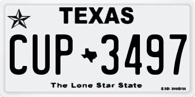 TX license plate CUP3497
