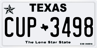 TX license plate CUP3498