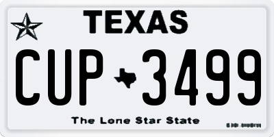 TX license plate CUP3499