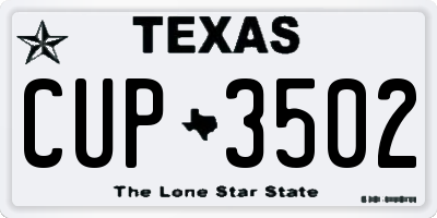 TX license plate CUP3502