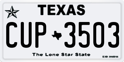 TX license plate CUP3503