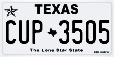 TX license plate CUP3505