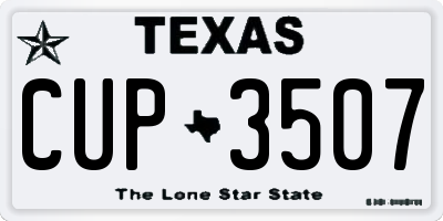TX license plate CUP3507