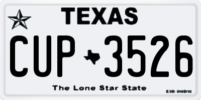 TX license plate CUP3526