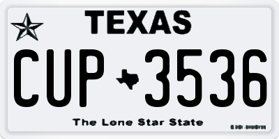 TX license plate CUP3536