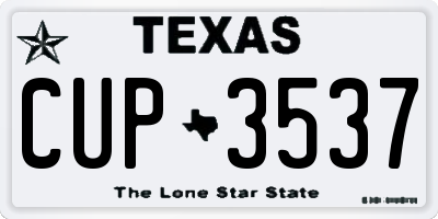 TX license plate CUP3537