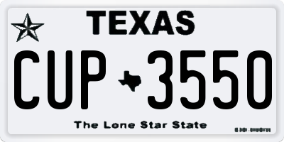 TX license plate CUP3550