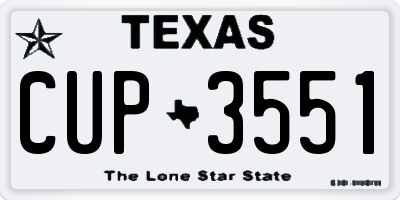 TX license plate CUP3551