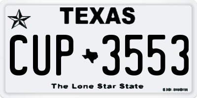 TX license plate CUP3553