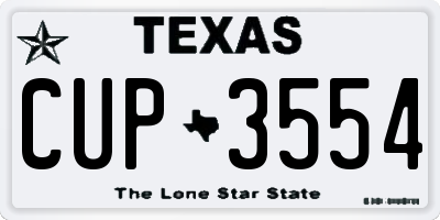 TX license plate CUP3554