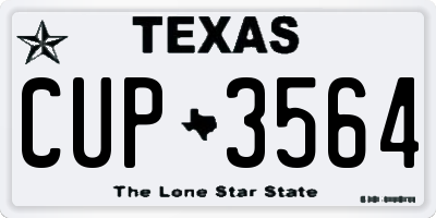 TX license plate CUP3564
