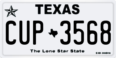 TX license plate CUP3568