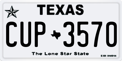 TX license plate CUP3570