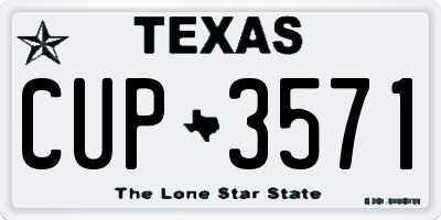 TX license plate CUP3571