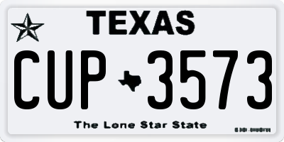 TX license plate CUP3573