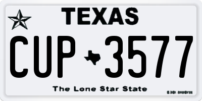 TX license plate CUP3577