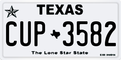 TX license plate CUP3582