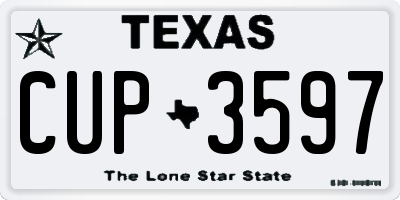 TX license plate CUP3597
